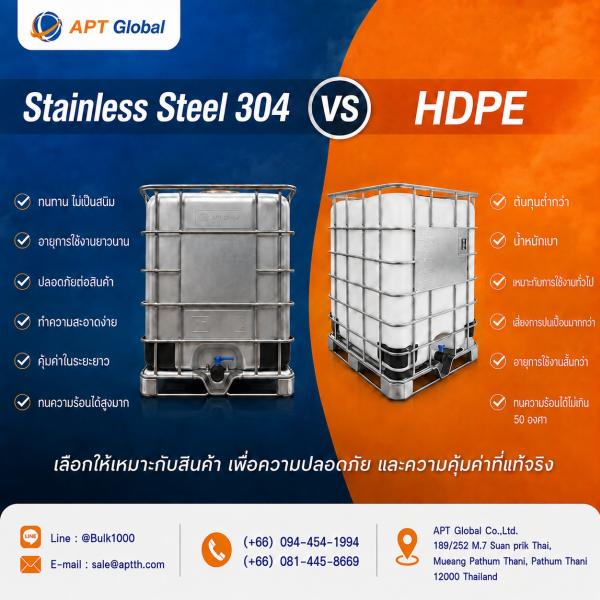 Stainless Steel IBC 304 vs HDPE IBC เลือกถังผิด อาจไม่ได้เสียแค่ค่าถัง แต่เสียทั้งคุณภาพสินค้า